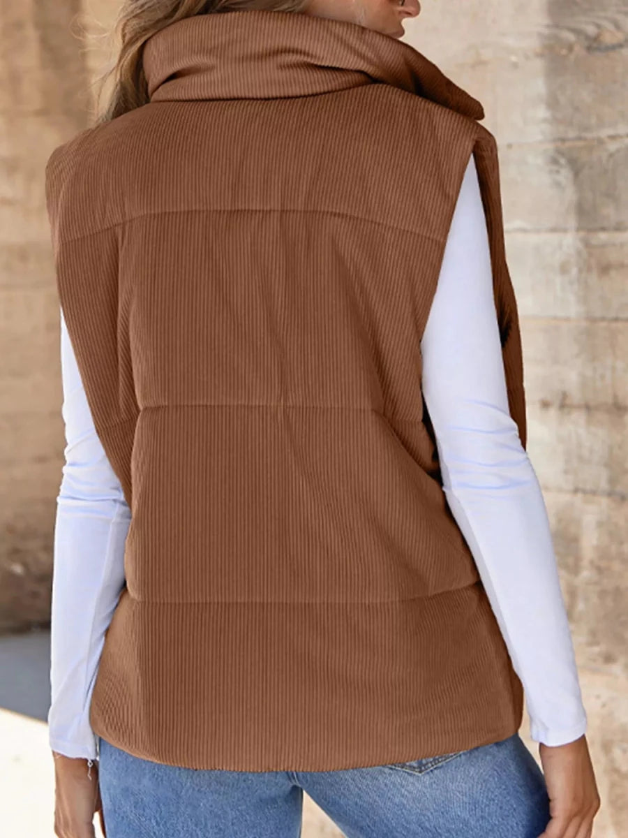 Corduroy Zip Up Vest Coat - Wow Store
