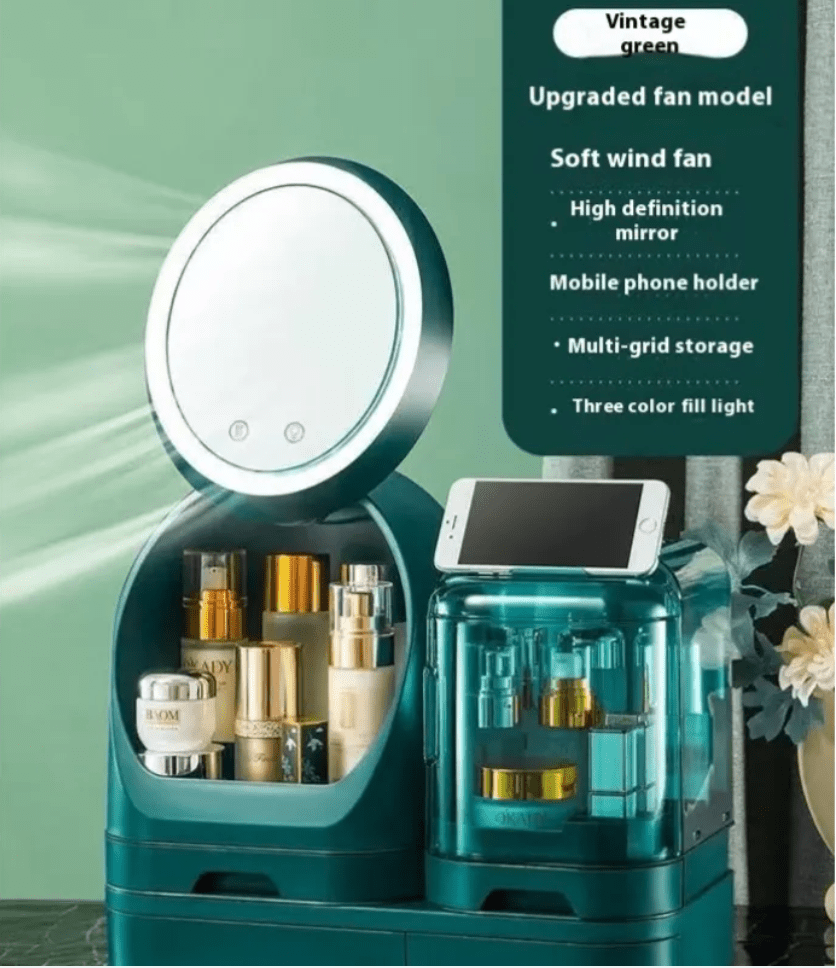 Cosmetics Storage Box with Mirror and LED Light - WowStore.live