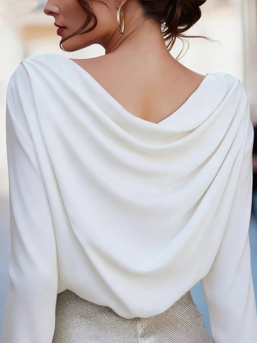 Cowl Neck Long Sleeve Blouse - Wow Store