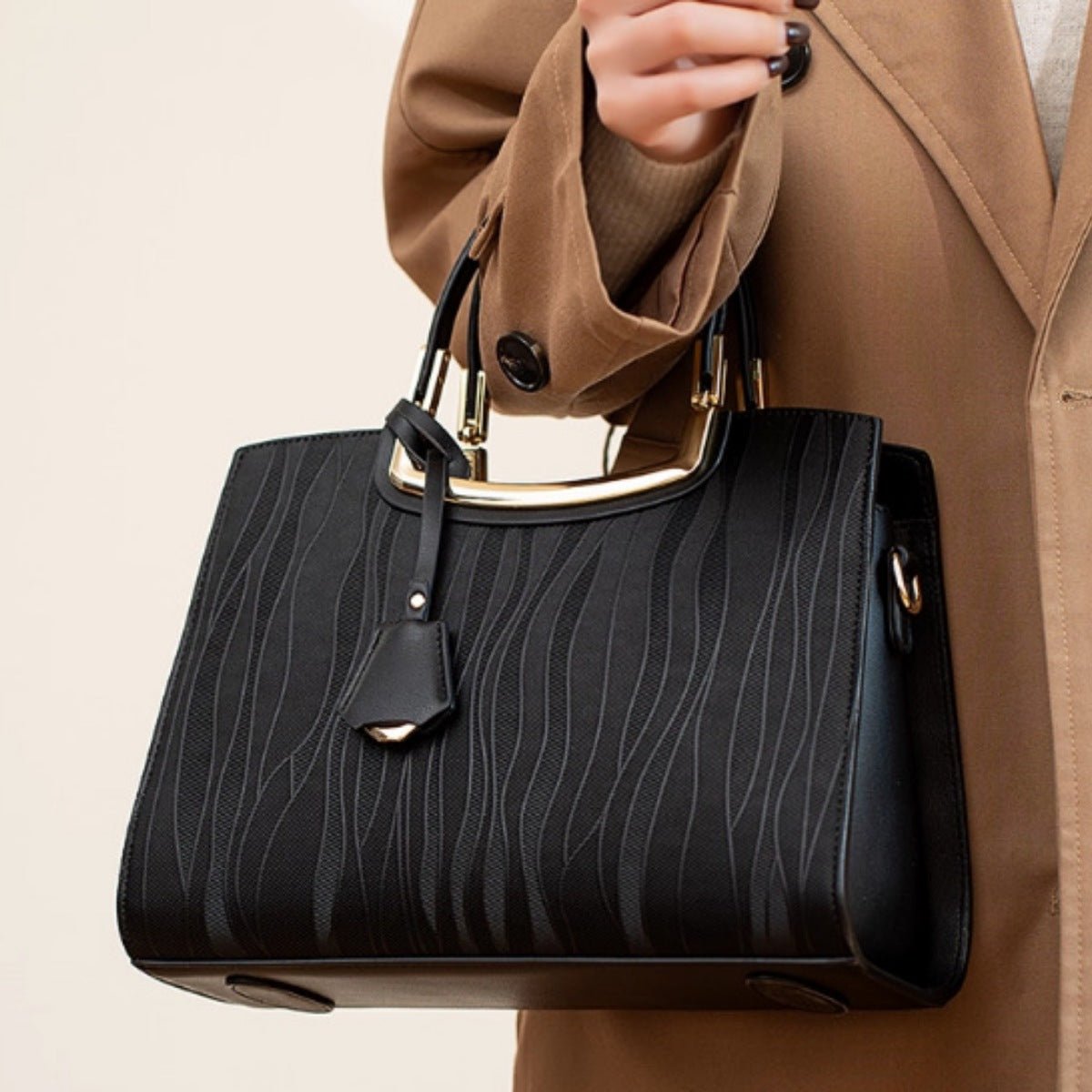 Crocodile Embossed Leather Top Handle Handbag - Wow Store