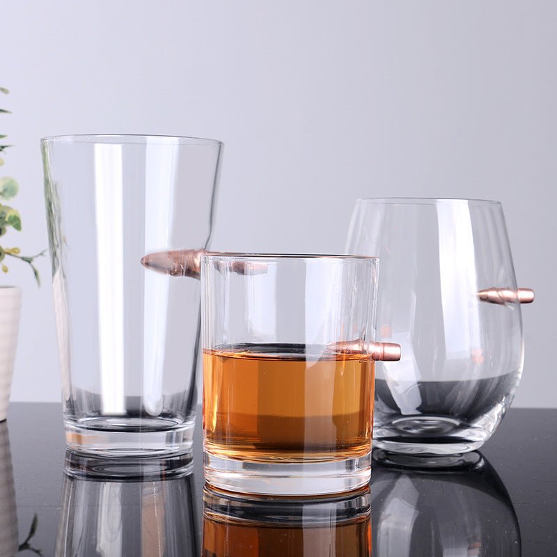 Crystal Whiskey Glass with Bullet Design - WowStore.live