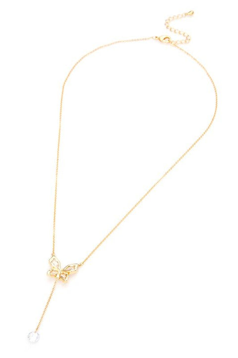 Cubic Zirconia Dorp Butterfly Pendant Necklace - Wow Store