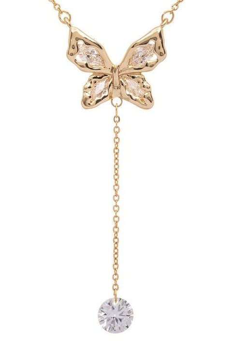 Cubic Zirconia Dorp Butterfly Pendant Necklace - Wow Store