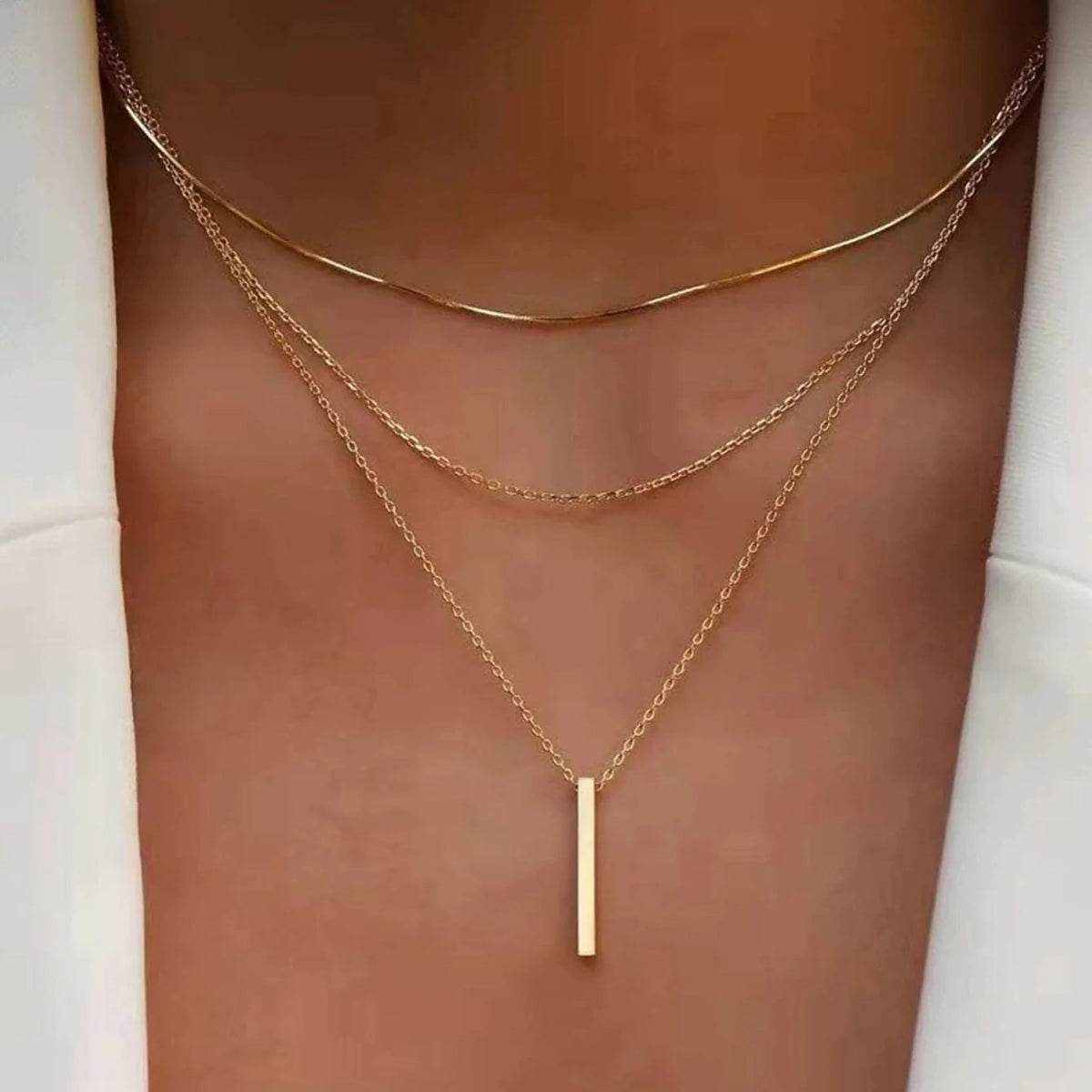 Custom Twin Layer Stripe Pendant Necklace - Wow Store