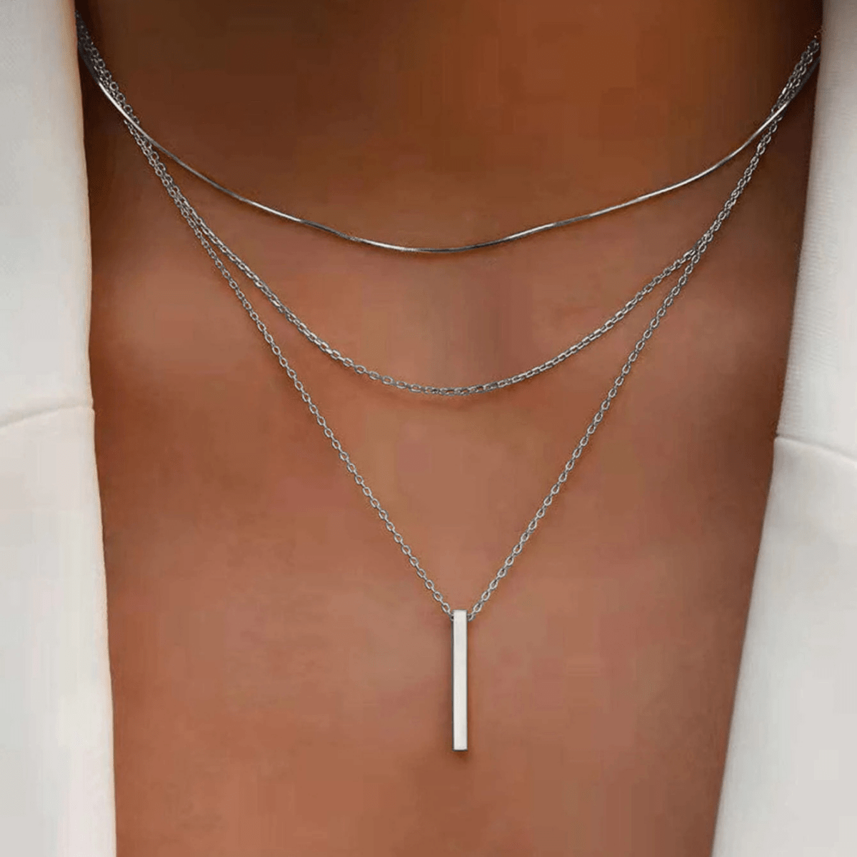 Custom Twin Layer Stripe Pendant Necklace - Wow Store