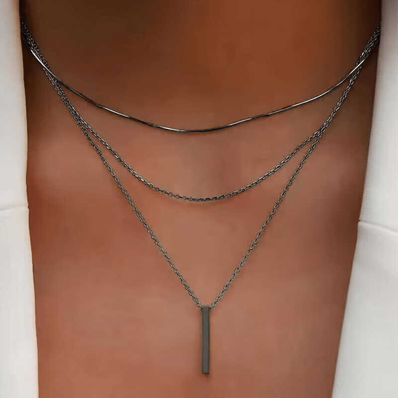 Custom Twin Layer Stripe Pendant Necklace - Wow Store