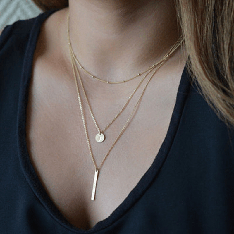 Custom Twin Layer Stripe Pendant Necklace - Wow Store