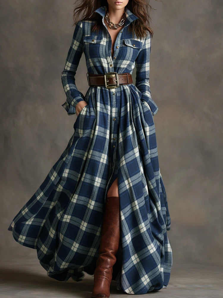 Plaid Maxi Shirt Dress