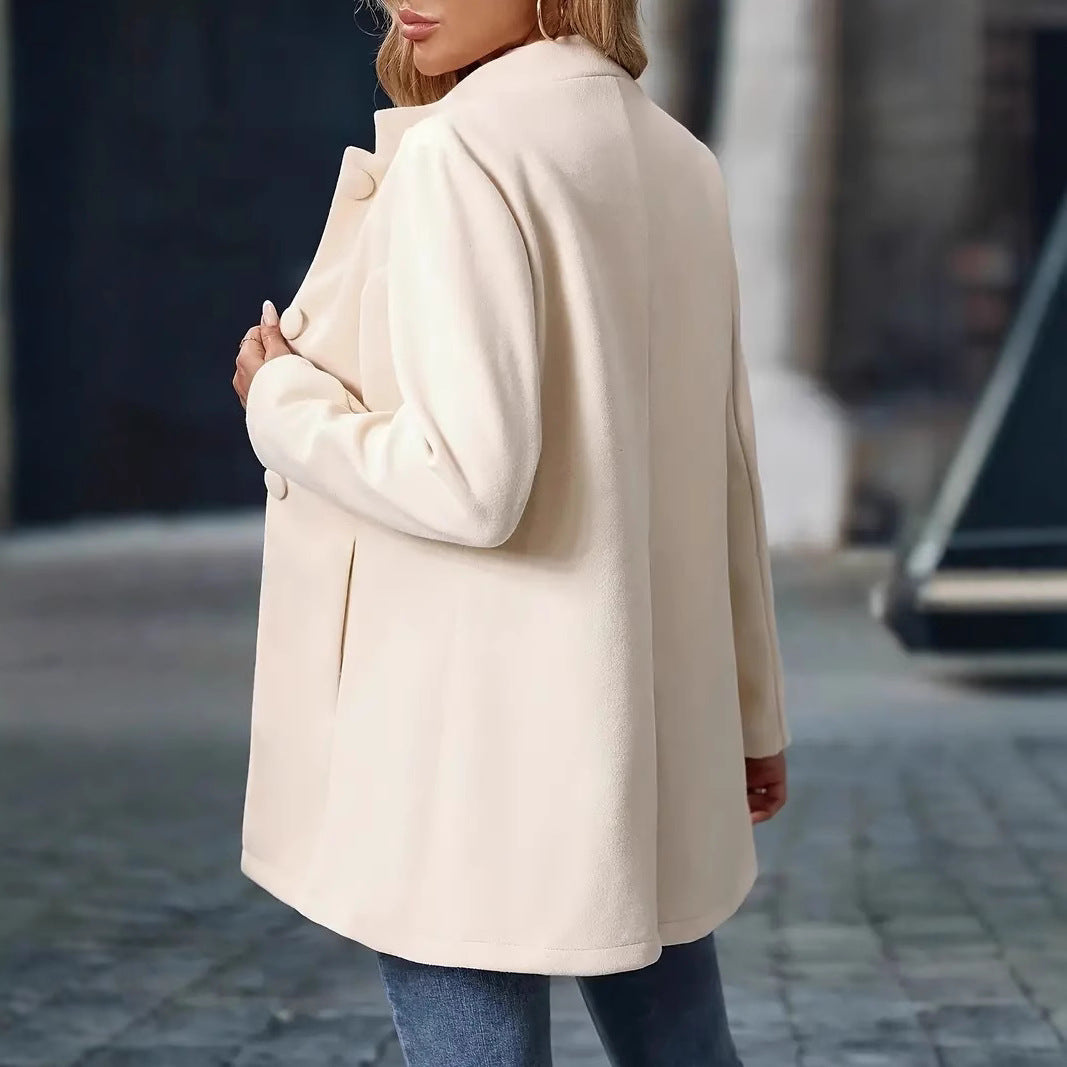 Stand-Collar Single-Breasted Short Coat