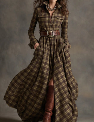 Plaid Maxi Shirt Dress
