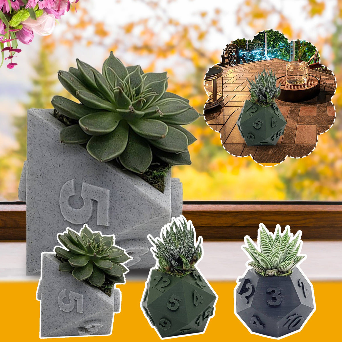 Multi-Sided Dice-Shape Succulent Planter — view 16