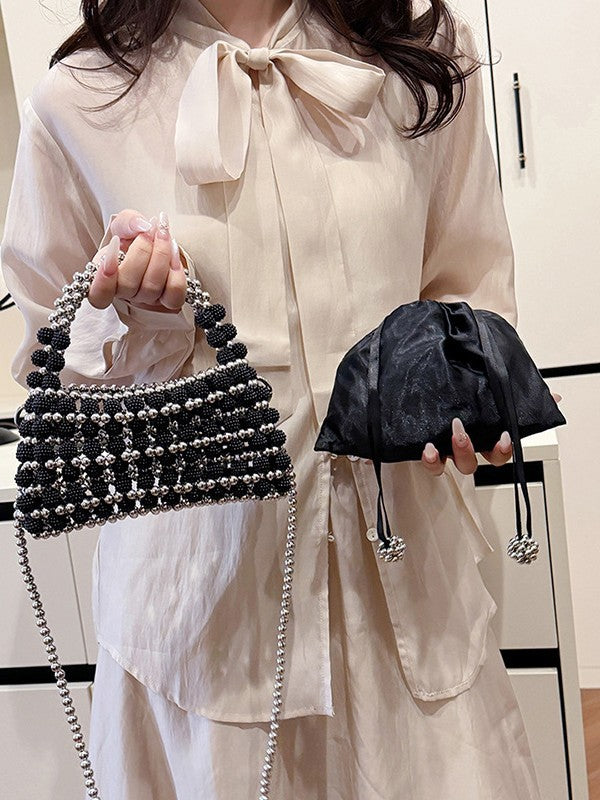 Beaded Pearl-Look Mini Handbag