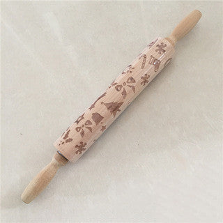 Artisan Christmas Engraved Wooden Rolling Pin