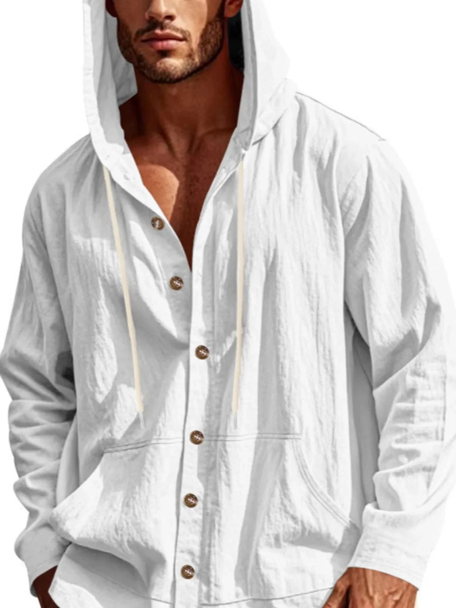 DapperMate Men's Drawstring Button-Up Hooded Top - WowStore.live