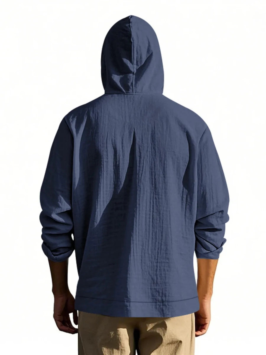 DapperMate Men's Drawstring Button-Up Hooded Top - WowStore.live