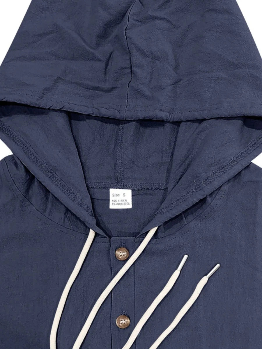 DapperMate Men's Drawstring Button-Up Hooded Top - WowStore.live