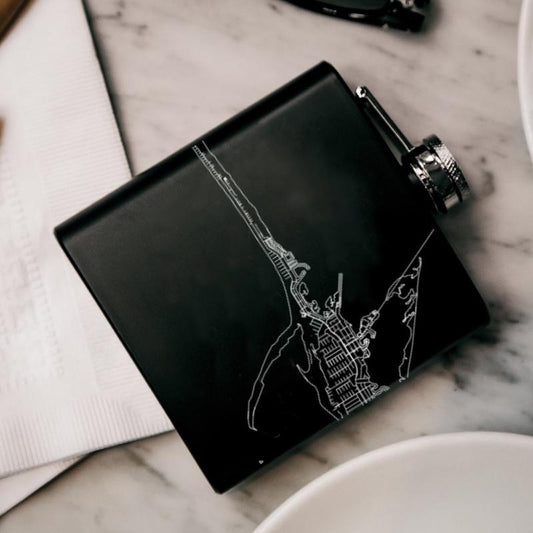 Dauphin Island - Alabama Map Hip Flask in Matte Black - Wow Store