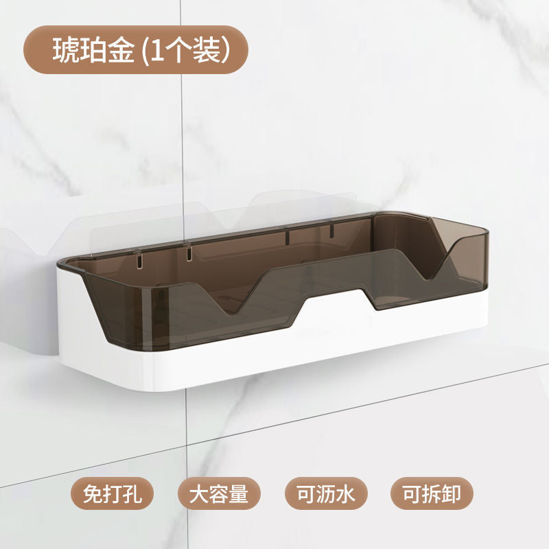 Bathroom Wall Storage Rack - No-Drill Suction Cup Design