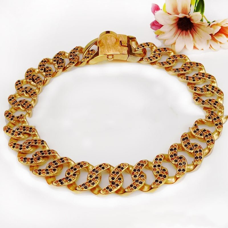 Diamond Dog Chain Neck Ring with Mirror Light Design - WowStore.live