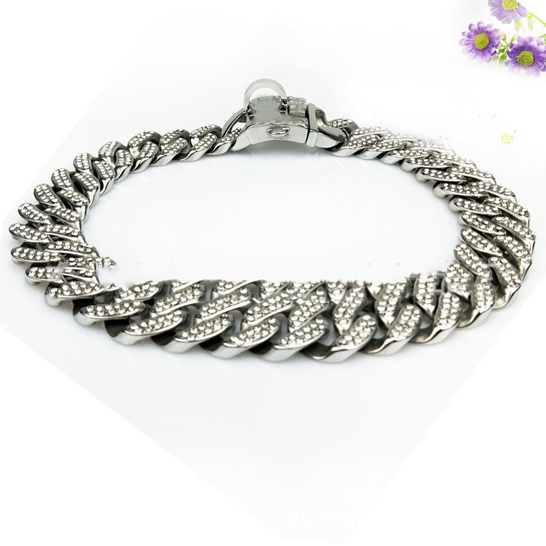 Diamond Dog Chain Neck Ring with Mirror Light Design - WowStore.live