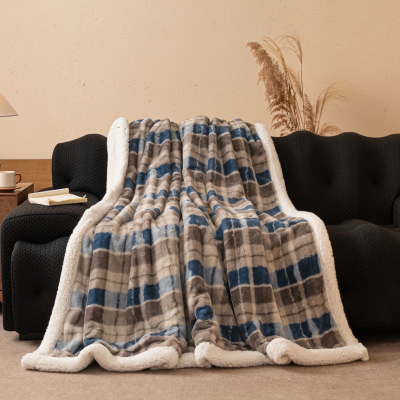 Double-Layer Faux Fur Blanket with Fleece Reverse - WowStore.live