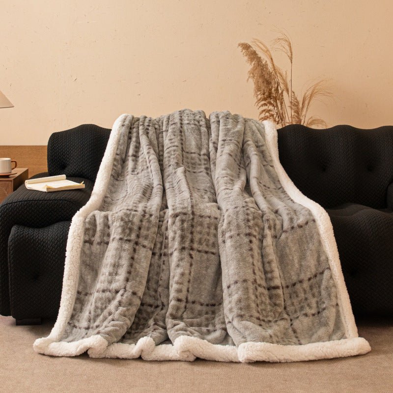 Double-Layer Faux Fur Blanket with Fleece Reverse - WowStore.live