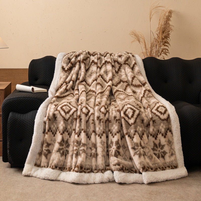 Double-Layer Faux Fur Blanket with Fleece Reverse - WowStore.live