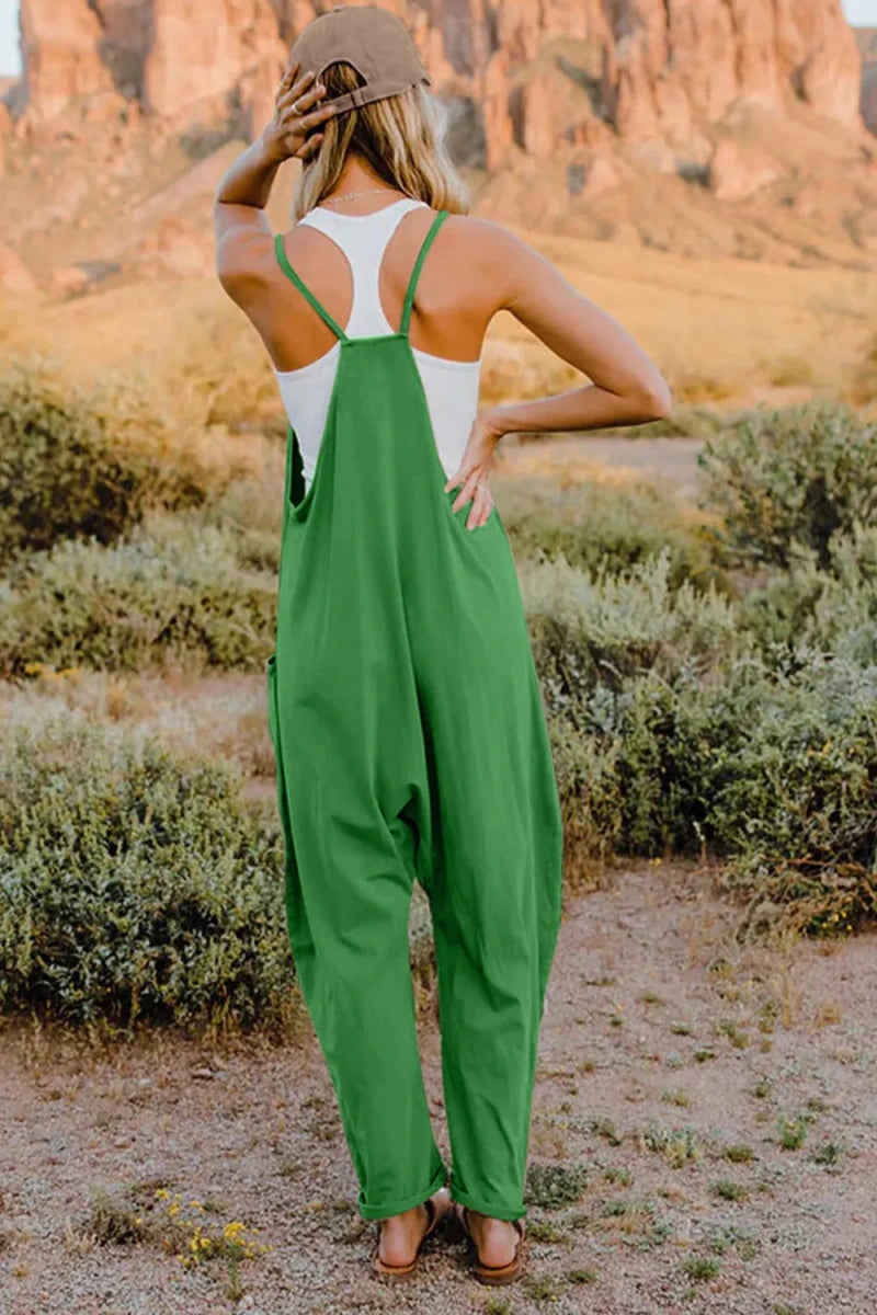 Double Take Full Size V - Neck Sleeveless Jumpsuit with Pockets - Wow Store