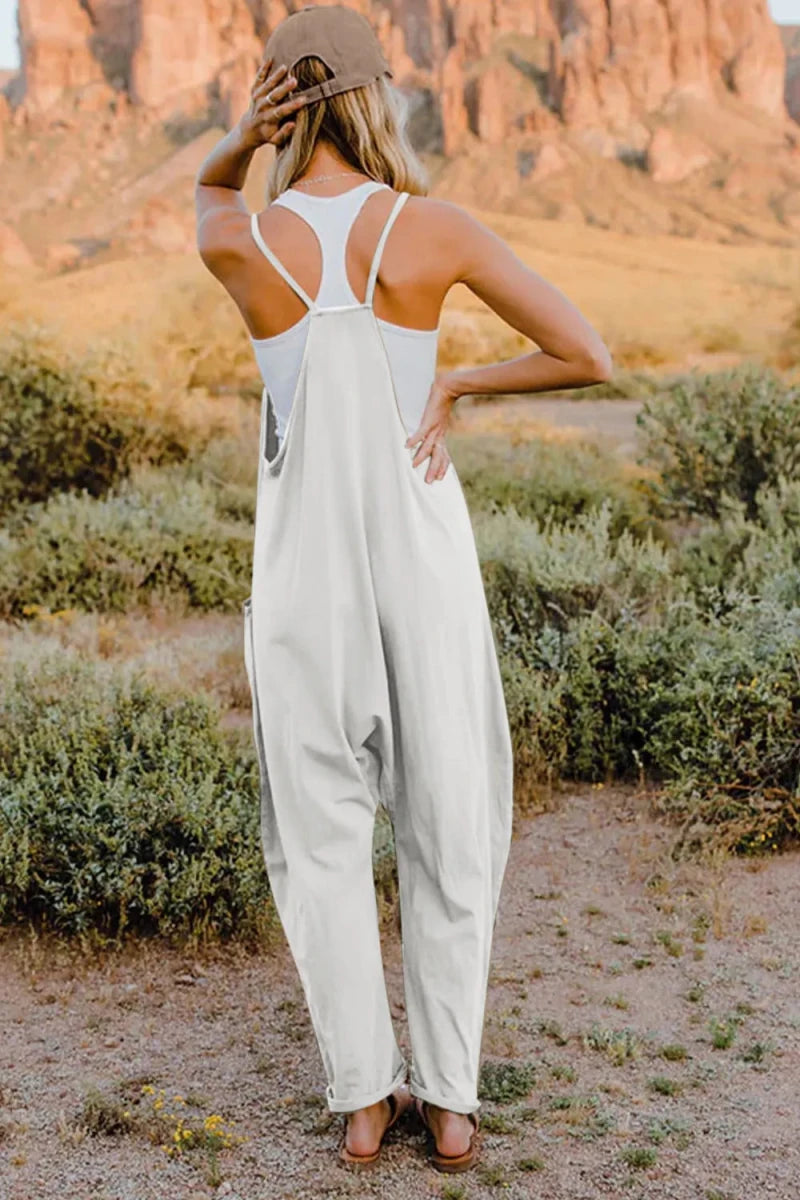Double Take Full Size V - Neck Sleeveless Jumpsuit with Pockets - Wow Store