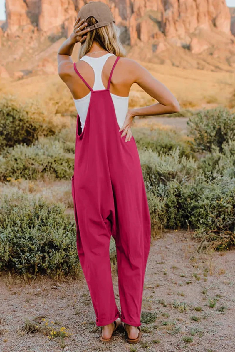 Double Take Full Size V - Neck Sleeveless Jumpsuit with Pockets - Wow Store