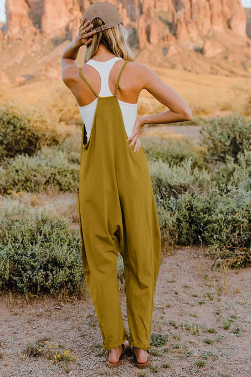 Double Take Full Size V - Neck Sleeveless Jumpsuit with Pockets - Wow Store