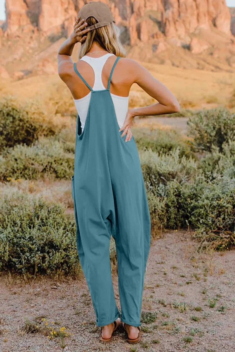 Double Take Full Size V - Neck Sleeveless Jumpsuit with Pockets - Wow Store