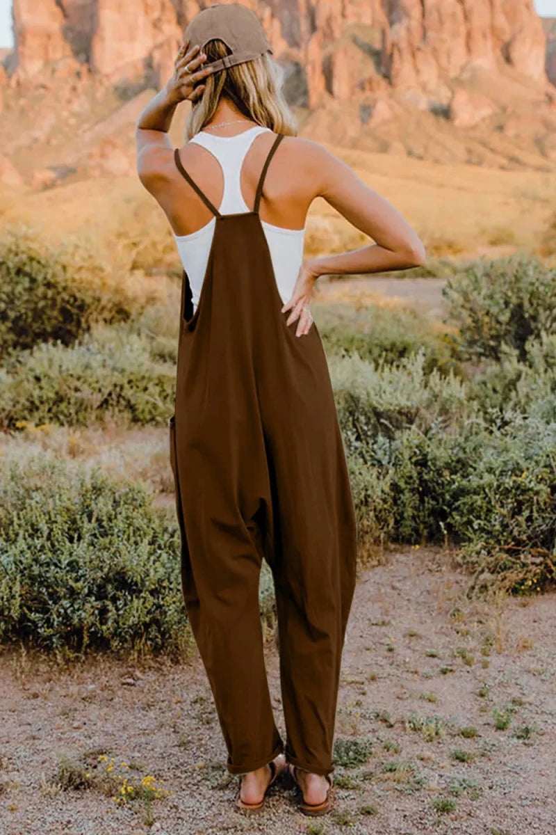 Double Take Full Size V - Neck Sleeveless Jumpsuit with Pockets - Wow Store