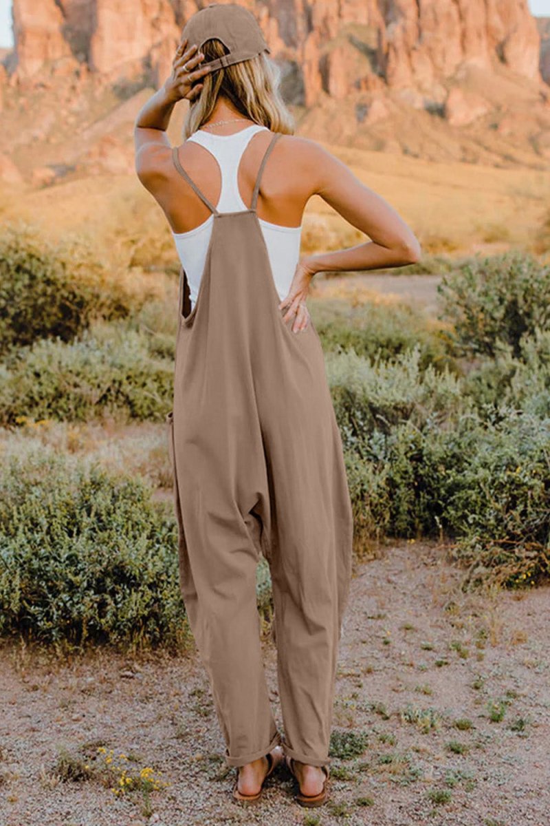 Double Take Full Size V - Neck Sleeveless Jumpsuit with Pockets - Wow Store