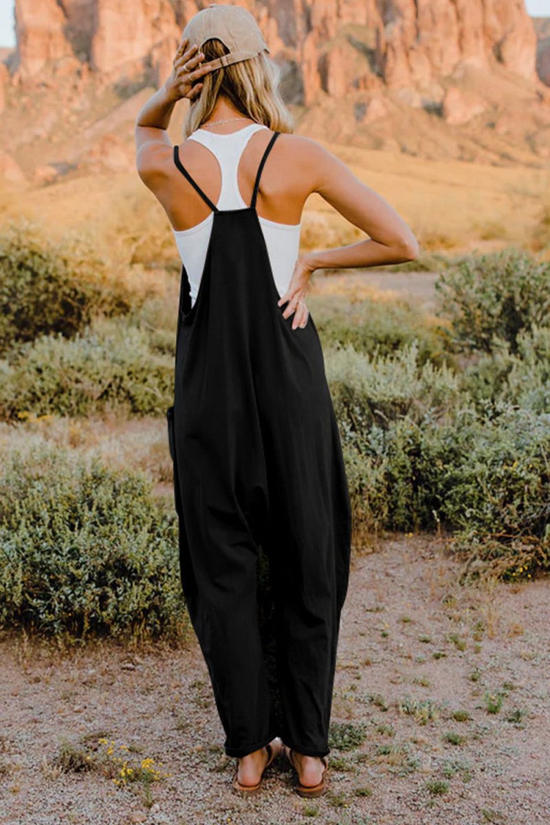 Double Take Full Size V - Neck Sleeveless Jumpsuit with Pockets - Wow Store
