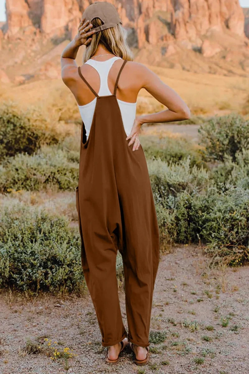 Double Take Full Size V - Neck Sleeveless Jumpsuit with Pockets - Wow Store