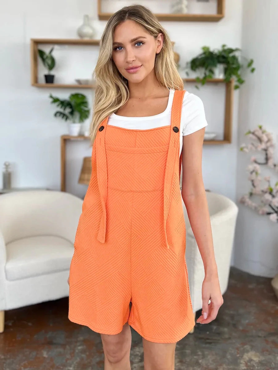 Double Take Texture Sleeveless Romper - WowStore.live
