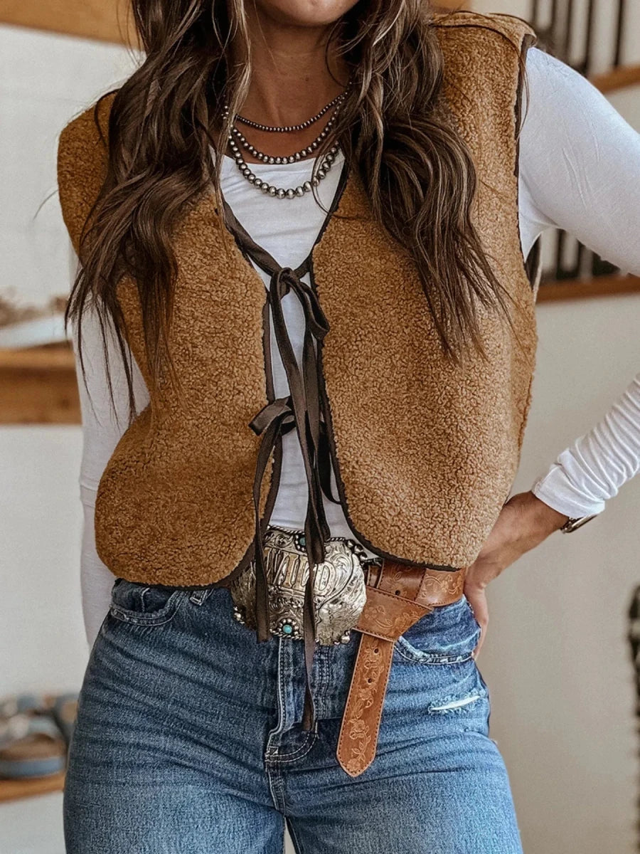 Double Tied Front Vest Coat - Wow Store