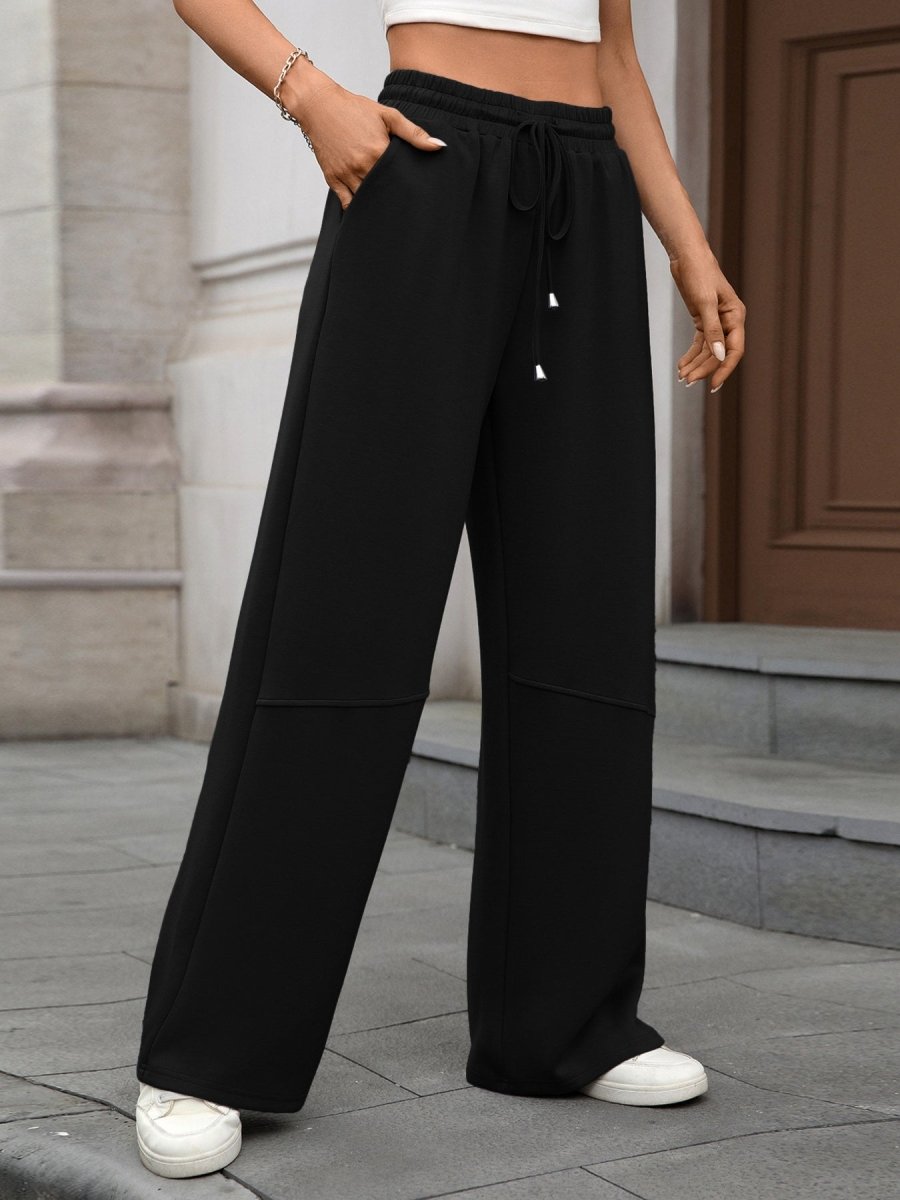 Drawstring High Waist Wide Leg Casual Pants - Wow Store