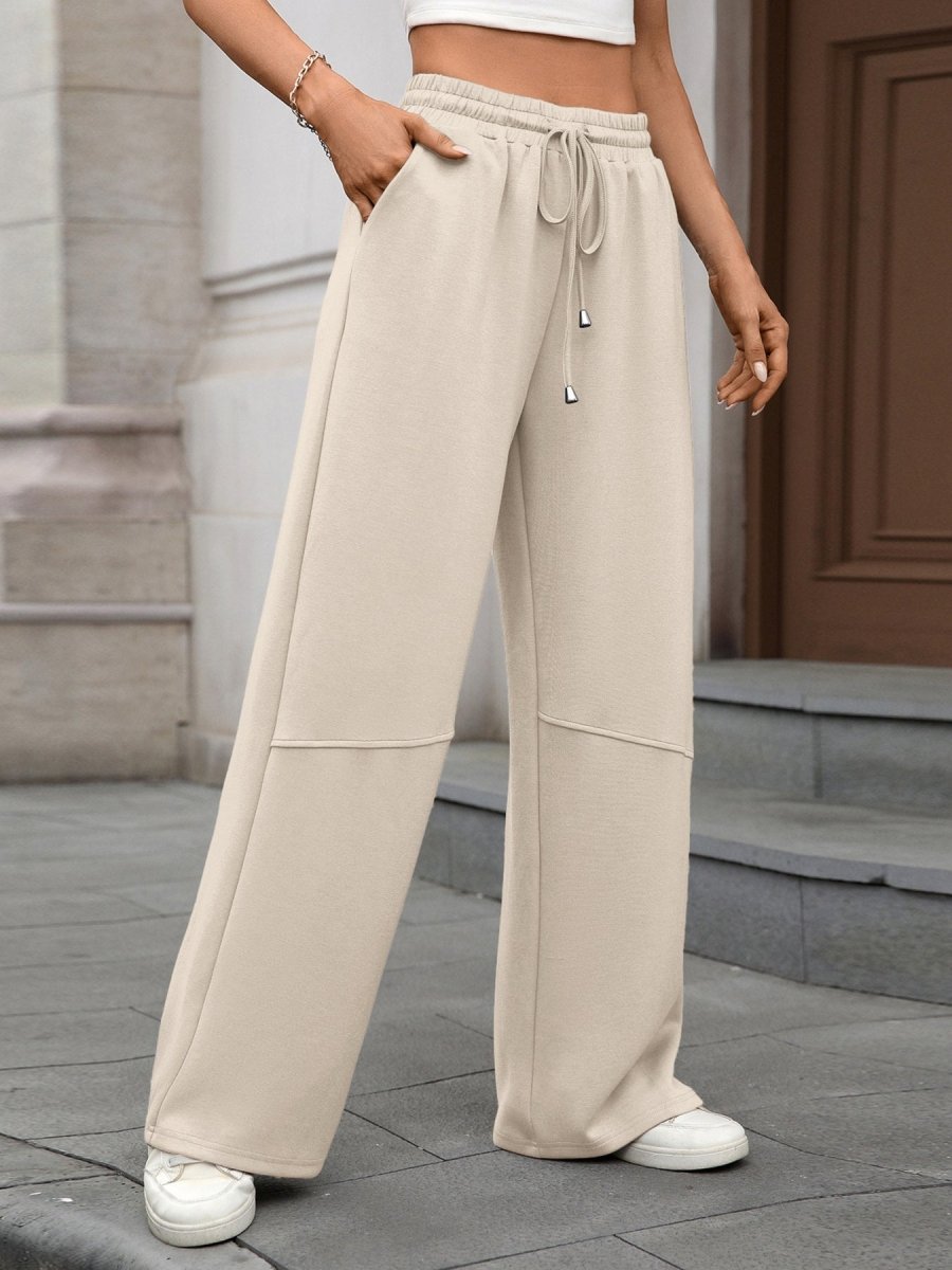 Drawstring High Waist Wide Leg Casual Pants - Wow Store