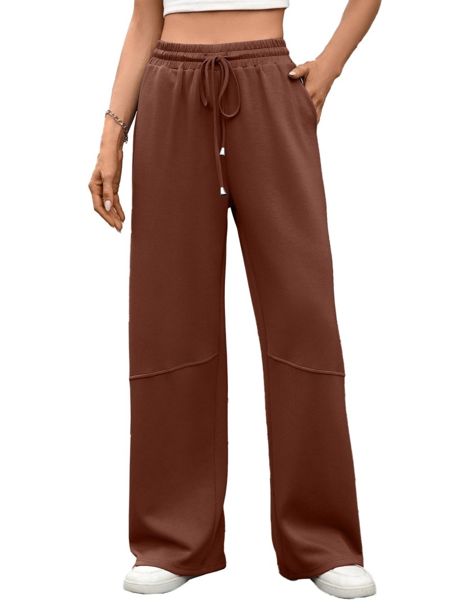 Drawstring High Waist Wide Leg Casual Pants - Wow Store