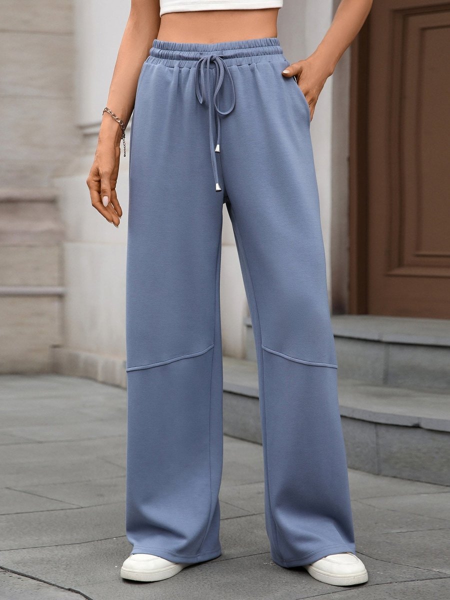 Drawstring High Waist Wide Leg Casual Pants - Wow Store