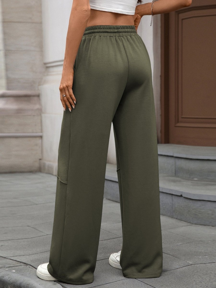 Drawstring High Waist Wide Leg Casual Pants - Wow Store