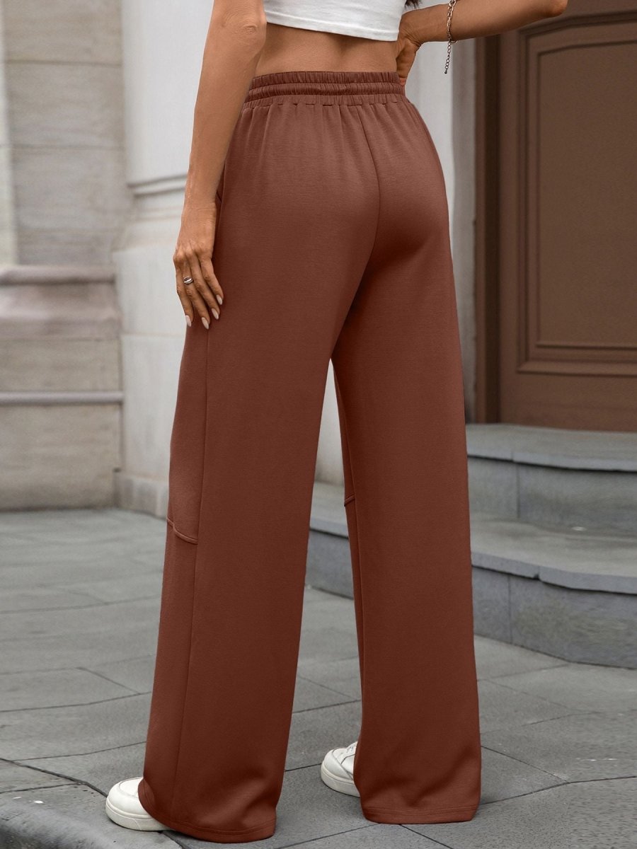 Drawstring High Waist Wide Leg Casual Pants - Wow Store