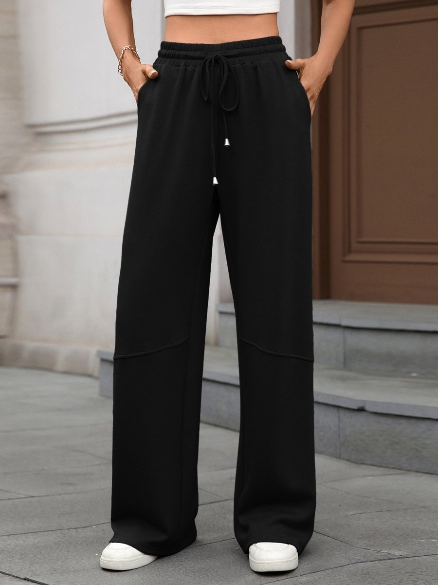 Drawstring High Waist Wide Leg Casual Pants - Wow Store