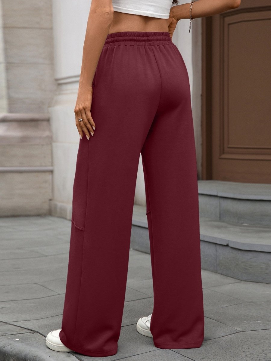 Drawstring High Waist Wide Leg Casual Pants - Wow Store