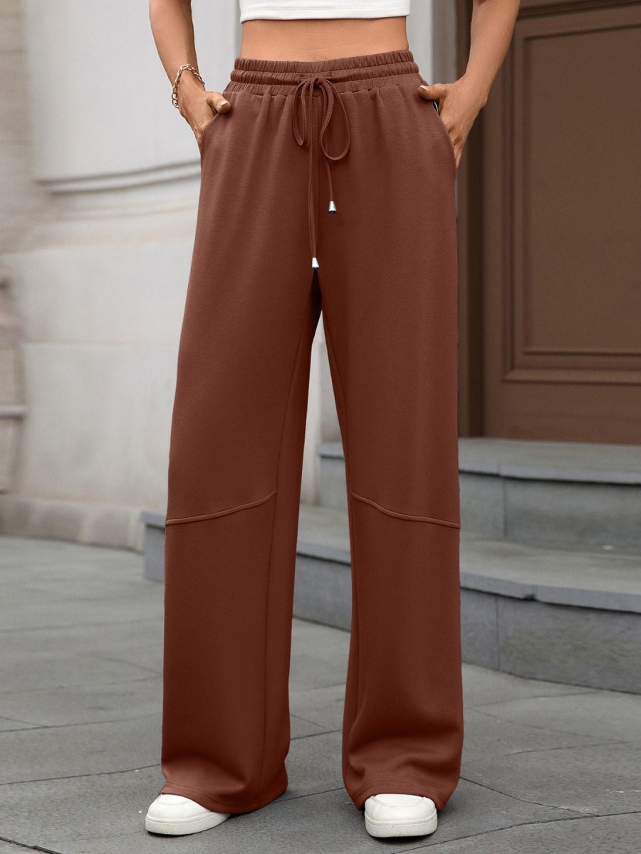 Drawstring High Waist Wide Leg Casual Pants - Wow Store