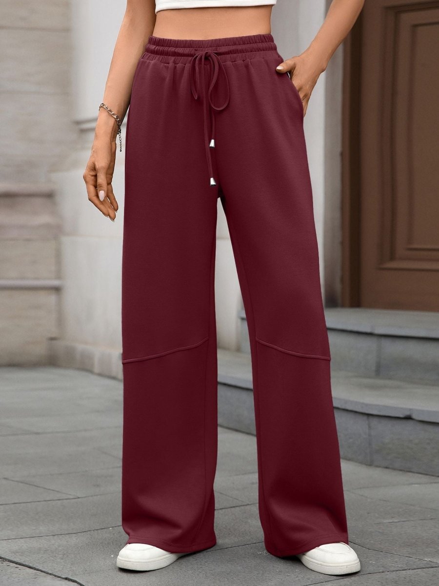 Drawstring High Waist Wide Leg Casual Pants - Wow Store