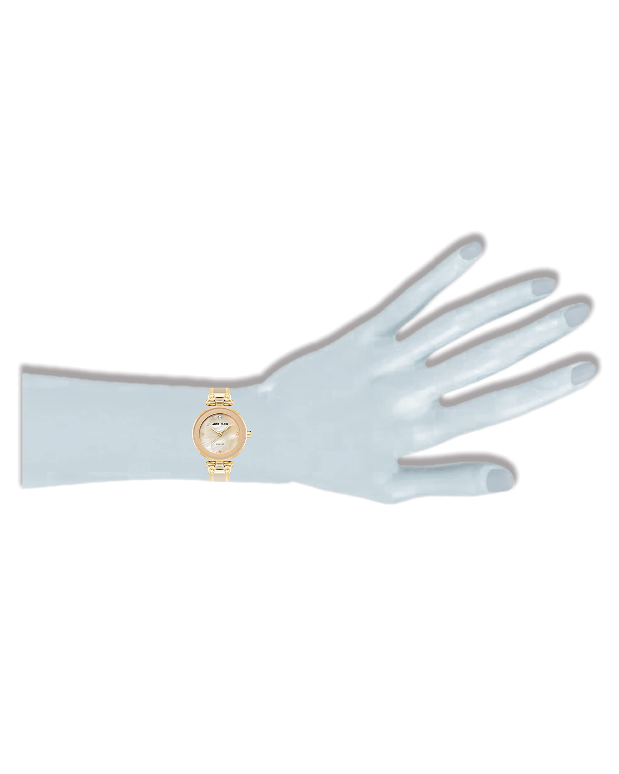 Diamond Dial Bangle Watch in Tan/Gold
