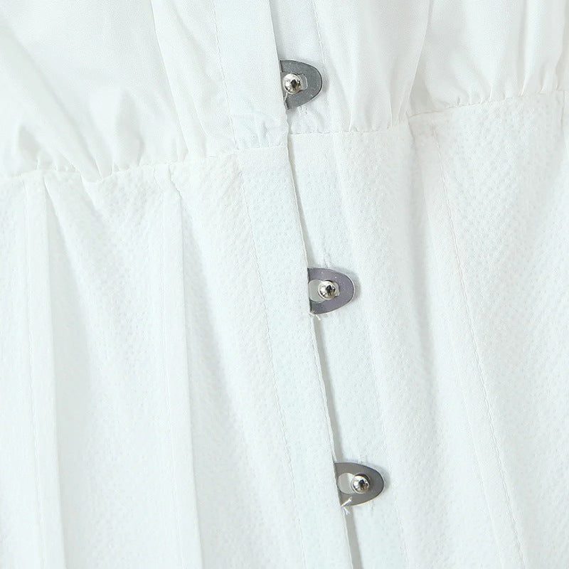 Square-Neck Corset Top with Puff Sleeves — view 7